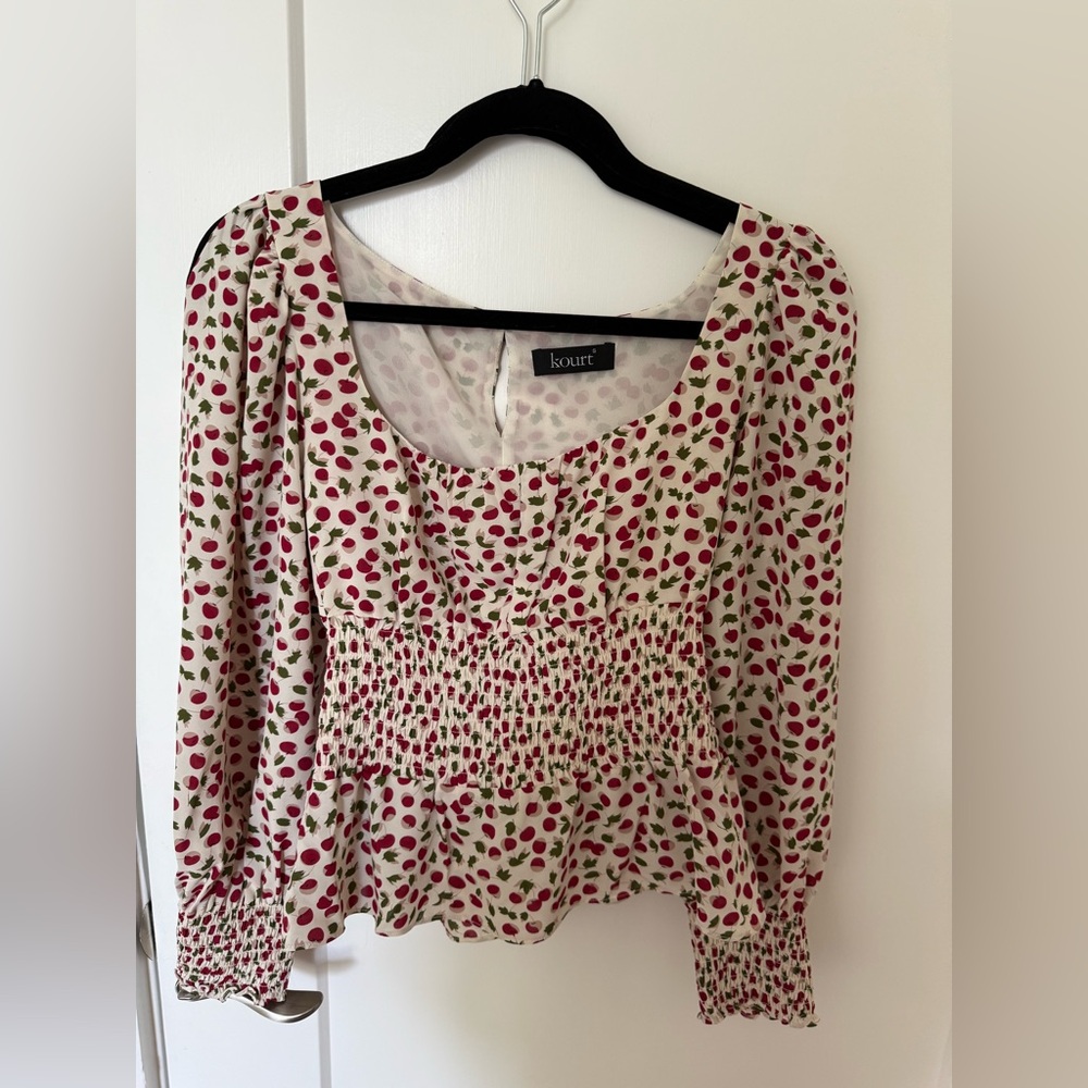 Women's Floral Top - Red and Green